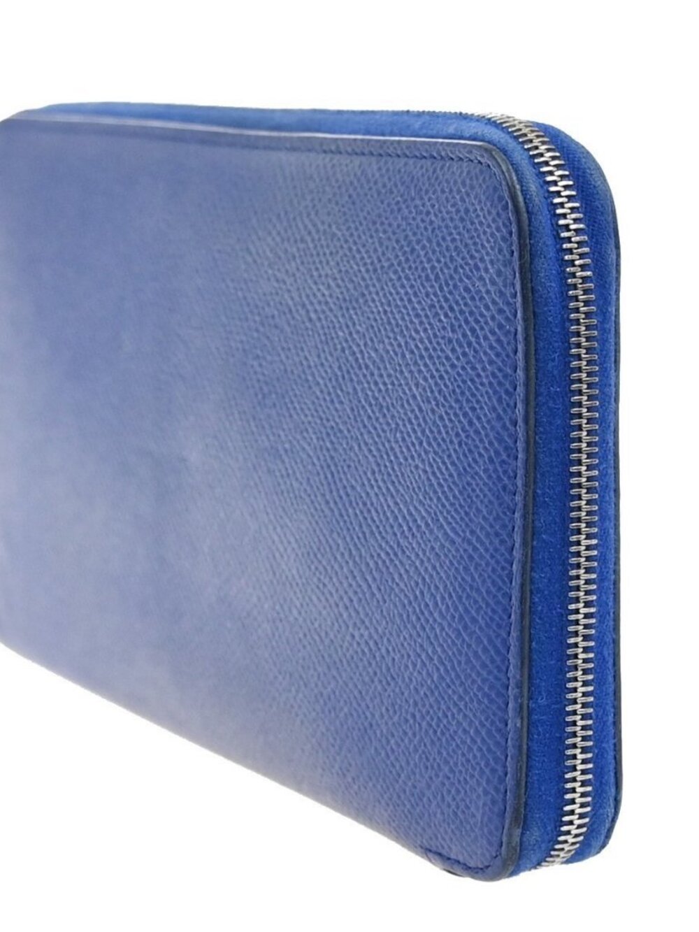 HERMES Azap Silk In Zip Around Long Wallet Epsom Leather Blue SHW France 38RL950 - Picture 4 of 16